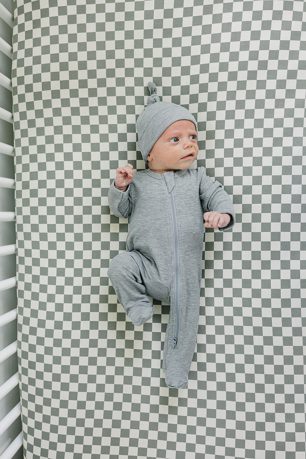 Heather Grey Ribbed Bamboo Newborn Knot Hat - BIG FRENCHIES