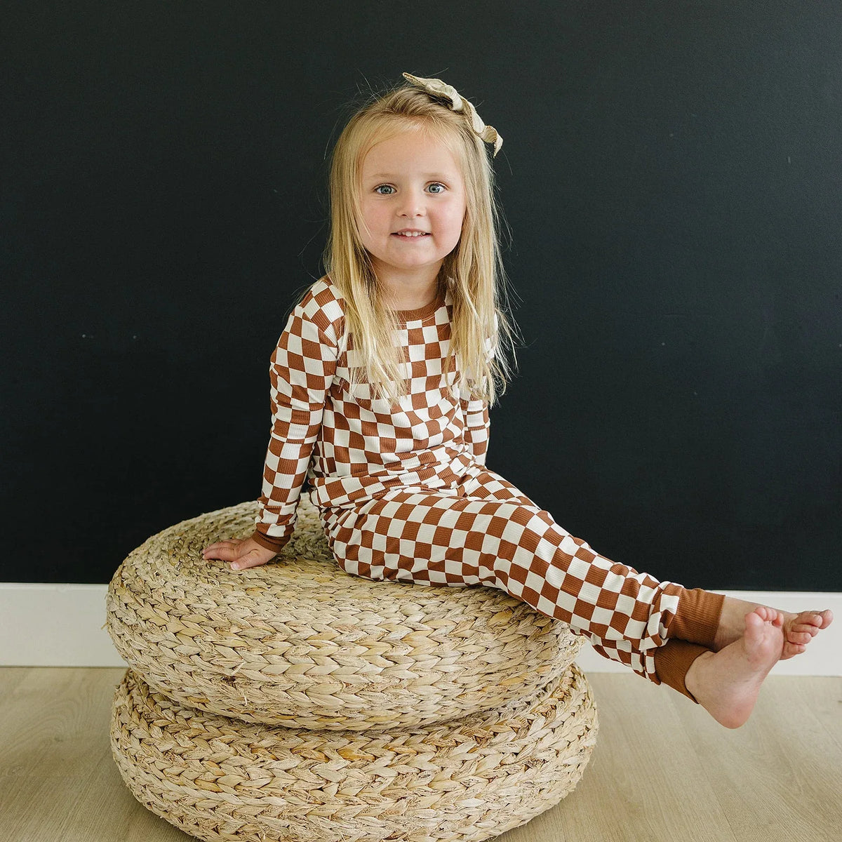 Rust Checkered Ribbed Bamboo Cozy Set - BIG FRENCHIES