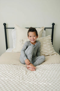 Taupe Checkered Twin Muslin Quilt - BIG FRENCHIES