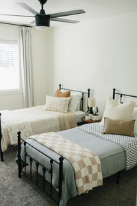 Taupe Checkered Twin Muslin Quilt - BIG FRENCHIES