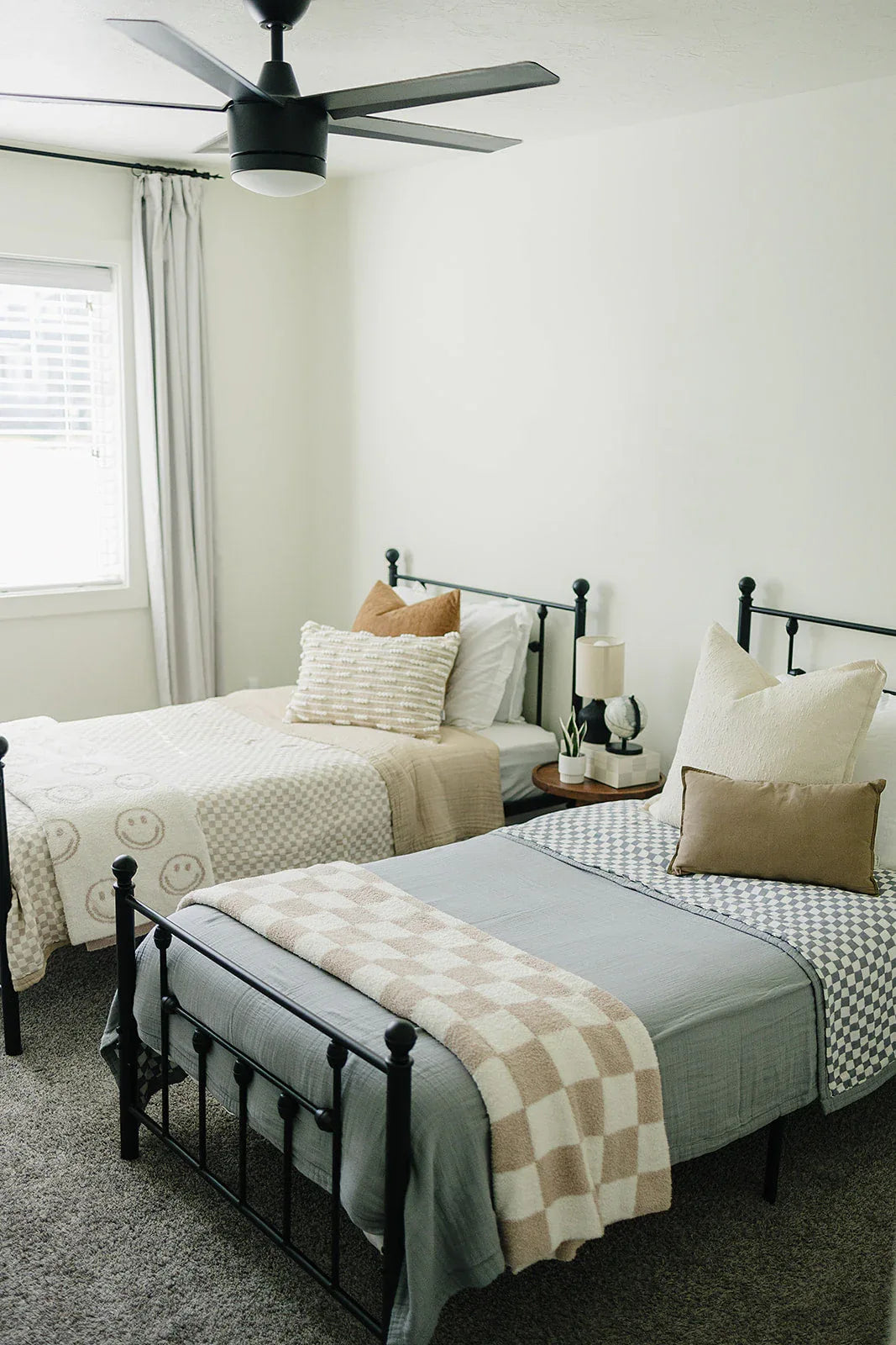 Taupe Checkered Twin Muslin Quilt - BIG FRENCHIES