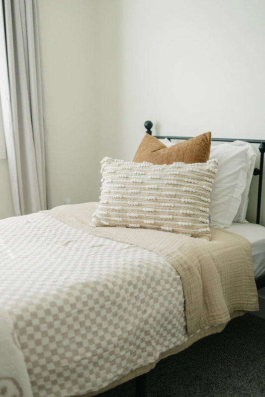 Taupe Checkered Twin Muslin Quilt - BIG FRENCHIES