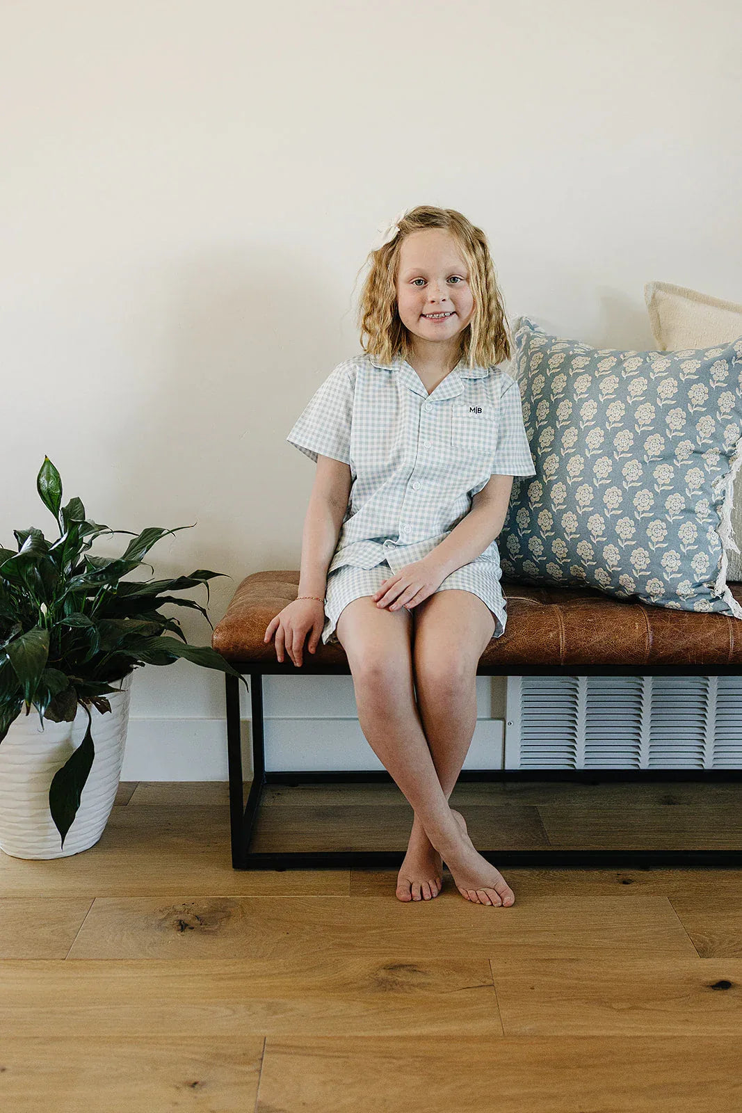 Light Blue Gingham Short Pajama Set - BIG FRENCHIES