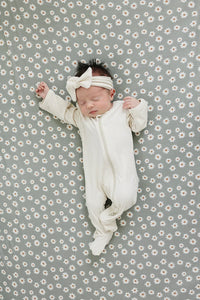 Light Green Daisy Bamboo Stretch Crib Sheet - BIG FRENCHIES