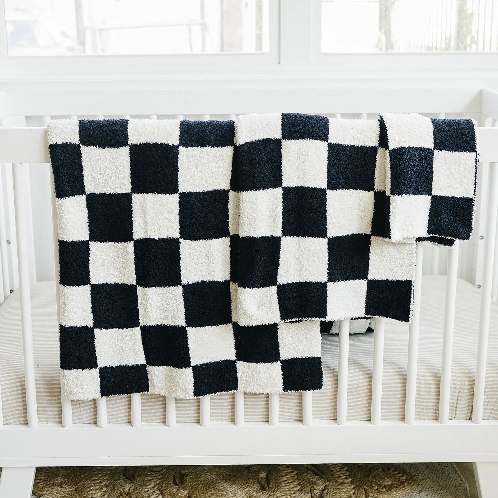 Black + White Checkered Plush Blanket - BIG FRENCHIES