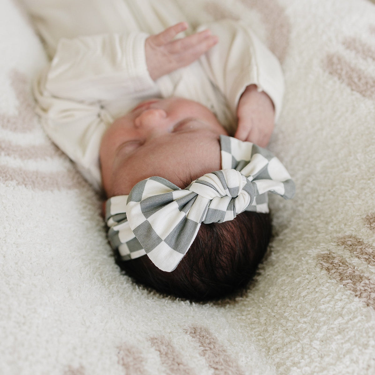 Light Green Checkered Bamboo Head Wrap - BIG FRENCHIES