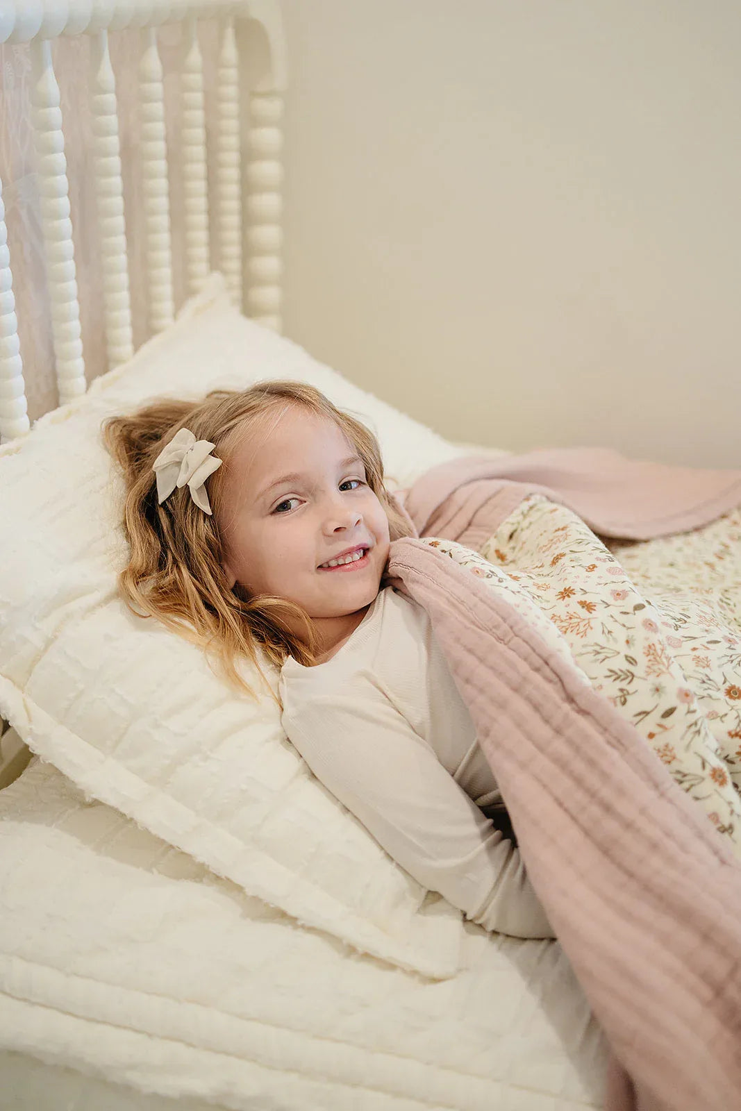 Meadow Floral + Dusty Rose Twin Muslin Quilt - BIG FRENCHIES