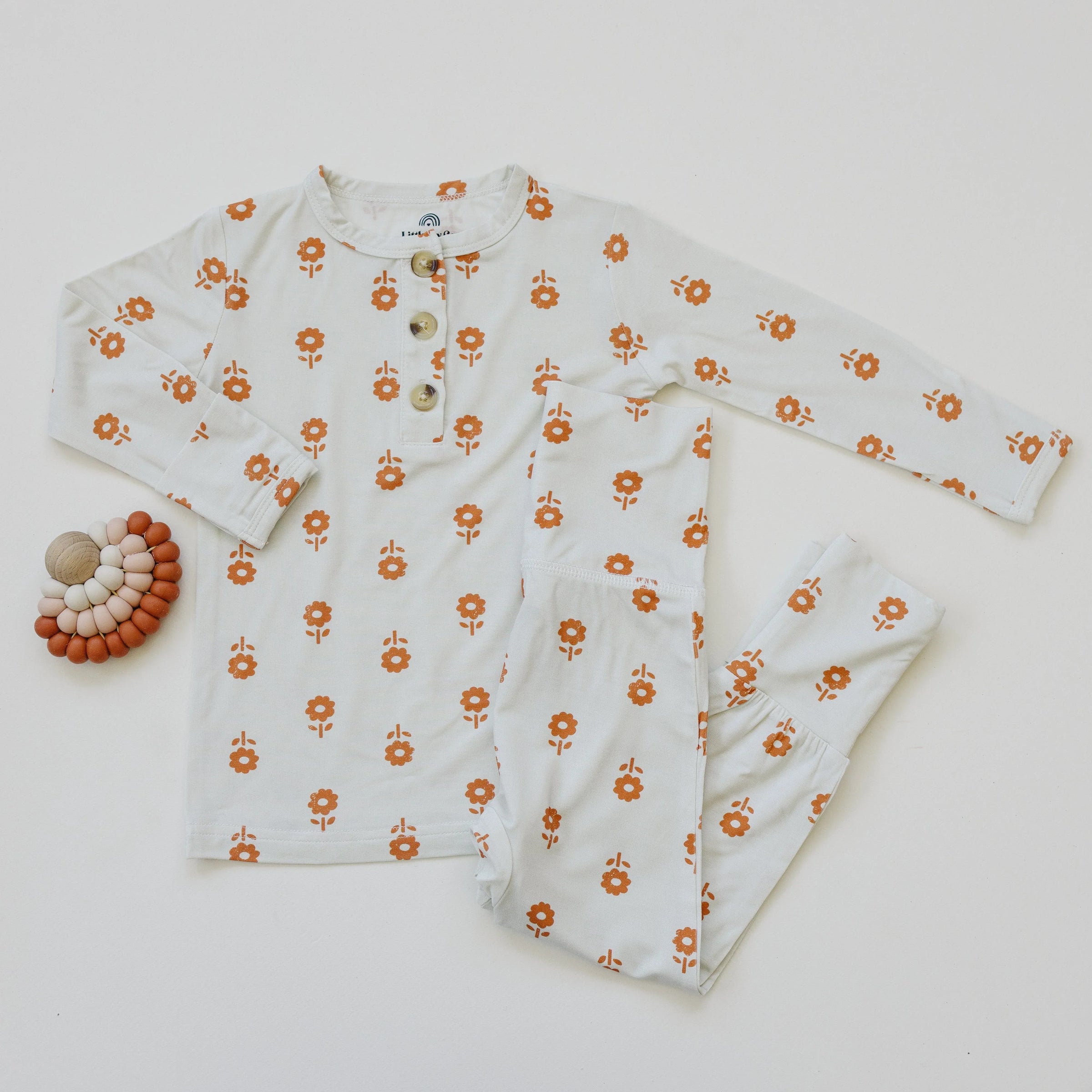 Orange Posie 2pc Bamboo Pajamas for Kids - Sizes Newborn & Up! - BIG FRENCHIES