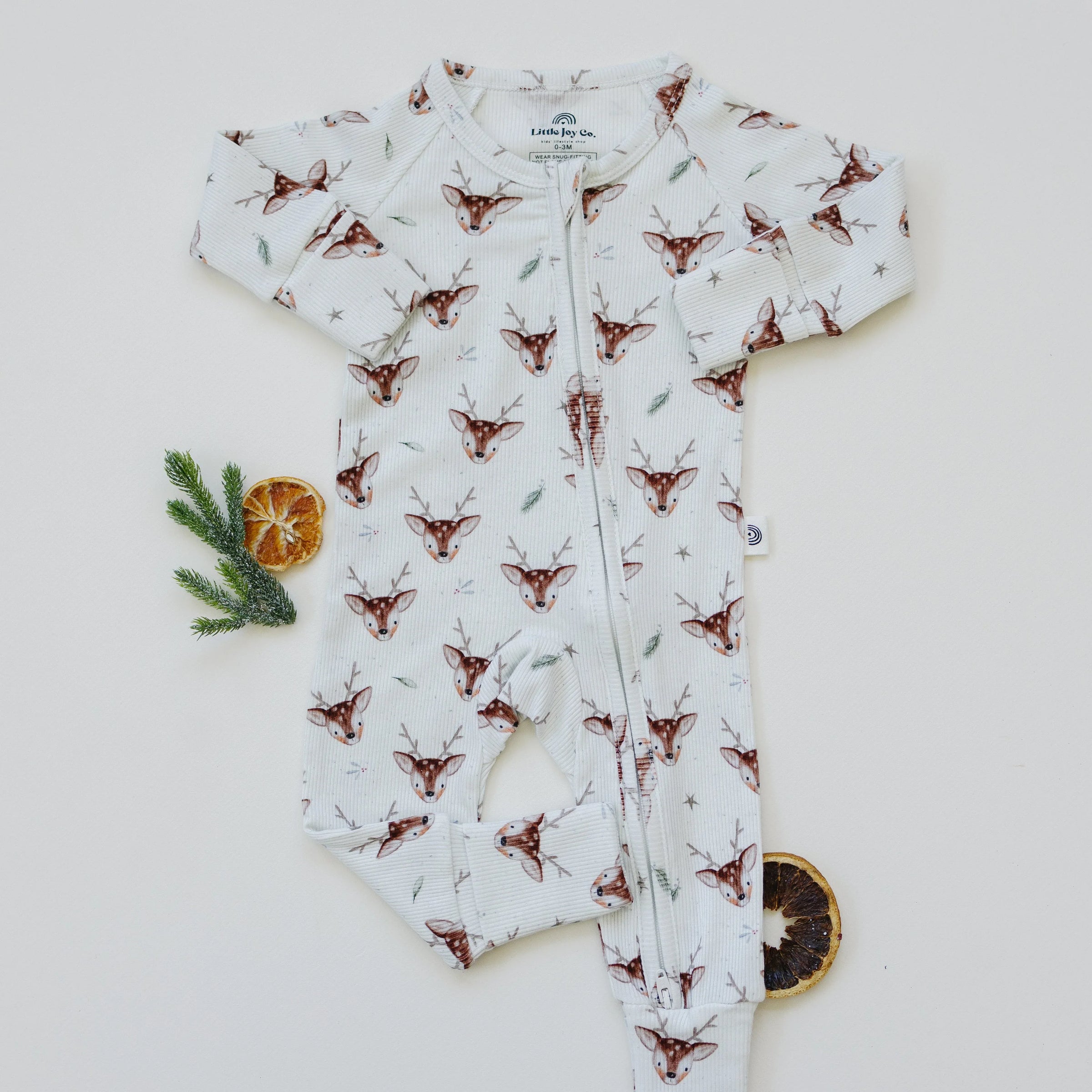 Reindeer Games Ribbed Bamboo Zippy Pajamas *NB to 3/6m left - BIG FRENCHIES