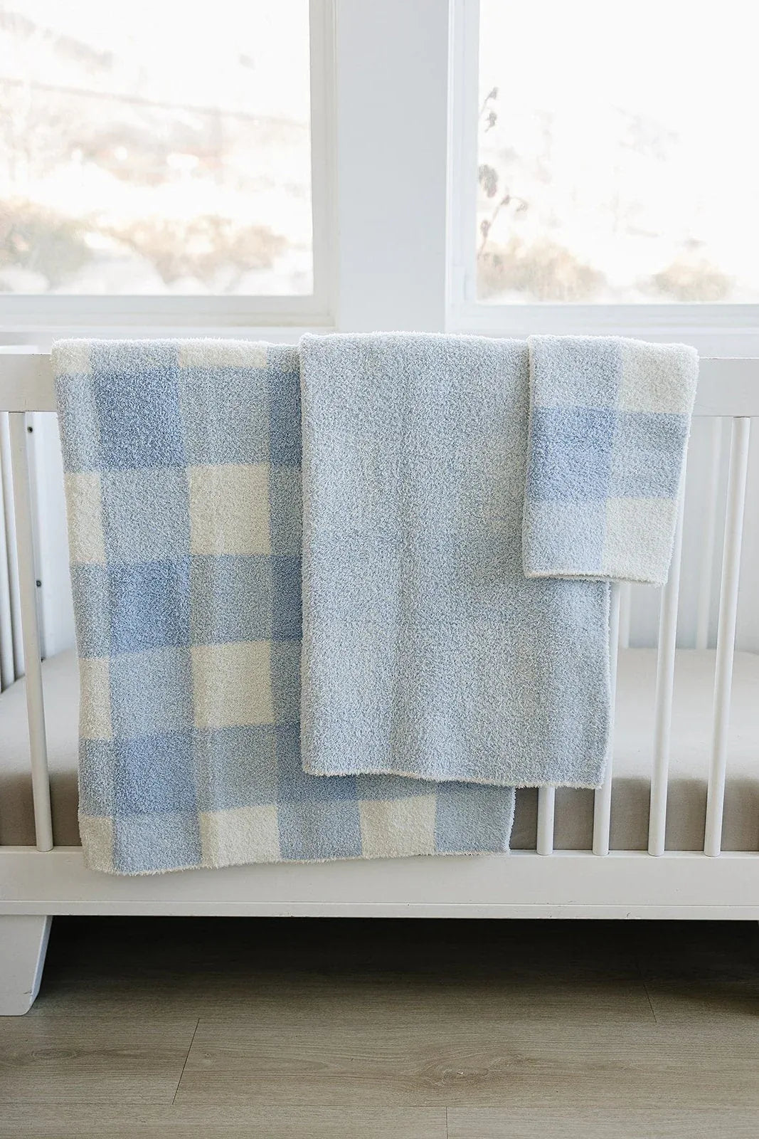 Light Blue Plaid Plush Blanket - BIG FRENCHIES