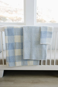 Light Blue Plaid Plush Blanket - BIG FRENCHIES