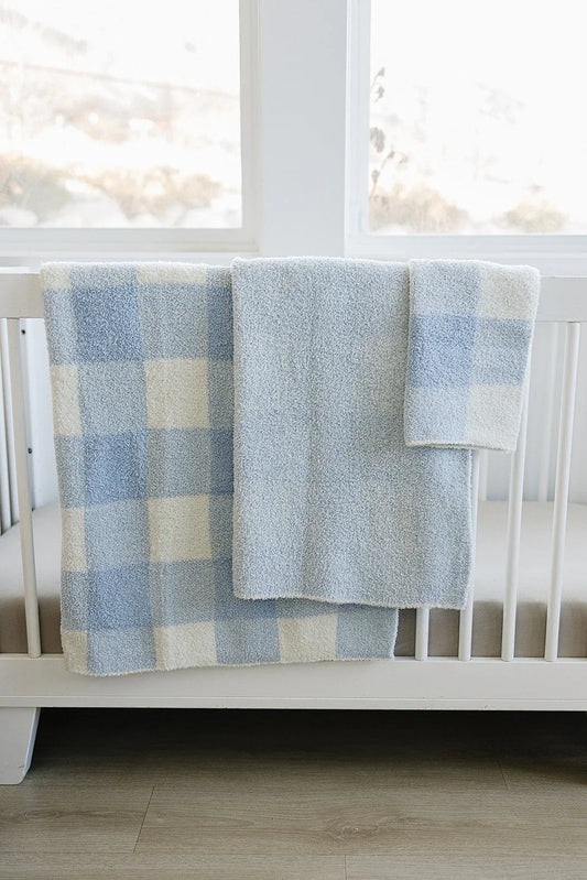 Light Blue Plaid Plush Blanket - BIG FRENCHIES