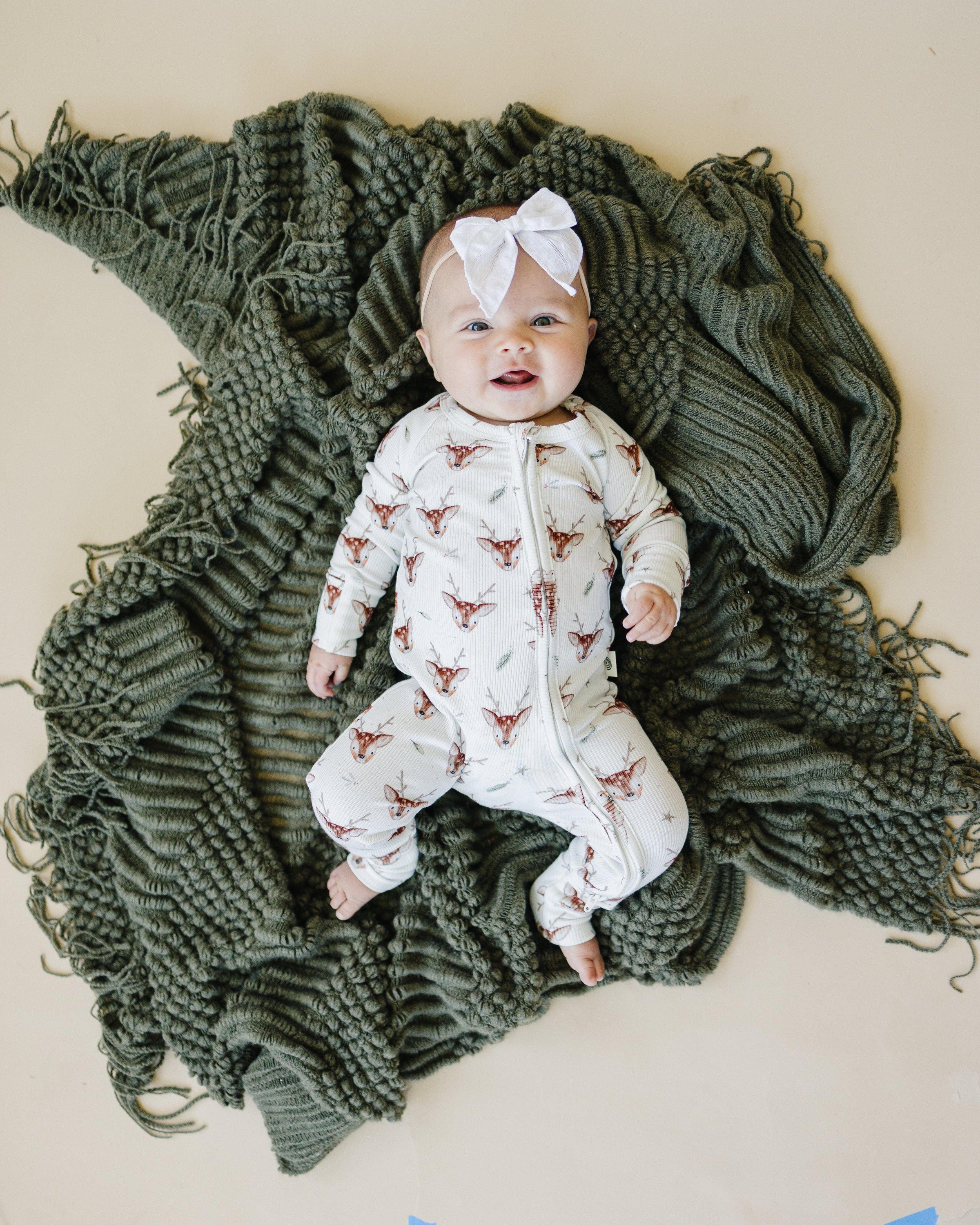 Reindeer Games Ribbed Bamboo Zippy Pajamas *NB to 3/6m left - BIG FRENCHIES