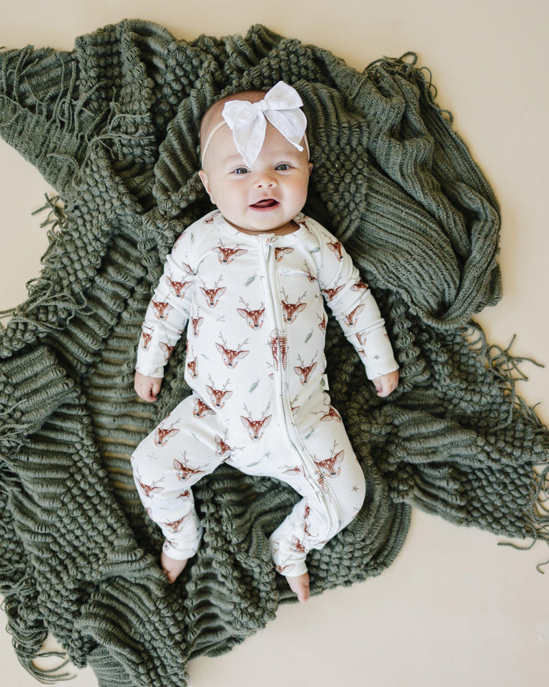 Reindeer Games Ribbed Bamboo Zippy Pajamas *NB to 3/6m left - BIG FRENCHIES