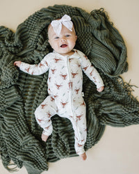 Reindeer Games Ribbed Bamboo Zippy Pajamas *NB to 3/6m left - BIG FRENCHIES