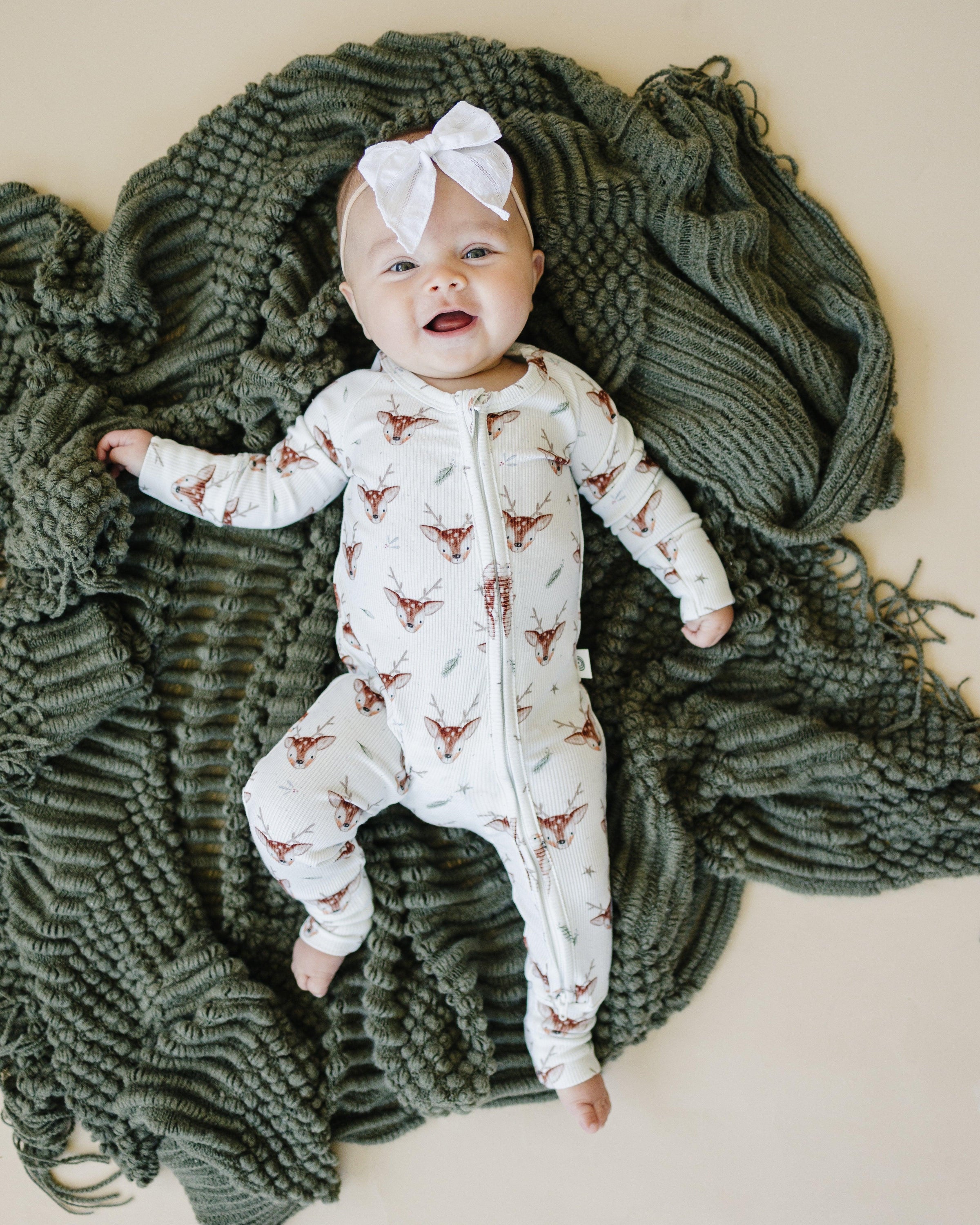 Reindeer Games Ribbed Bamboo Zippy Pajamas *NB to 3/6m left - BIG FRENCHIES