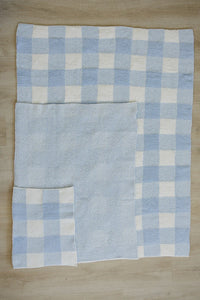 Light Blue Plaid Plush Blanket - BIG FRENCHIES
