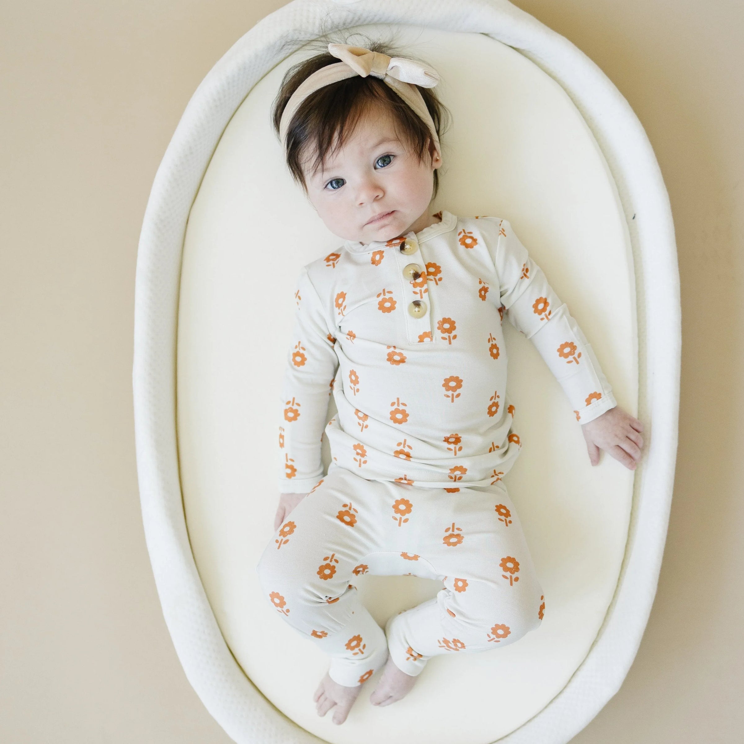 Orange Posie 2pc Bamboo Pajamas for Kids - Sizes Newborn & Up! - BIG FRENCHIES