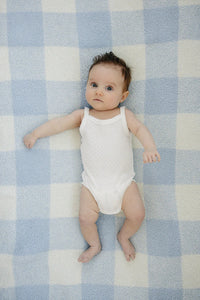 Light Blue Plaid Plush Blanket - BIG FRENCHIES