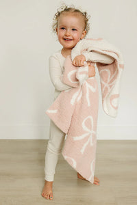 Pink Bow Plush Blanket - BIG FRENCHIES