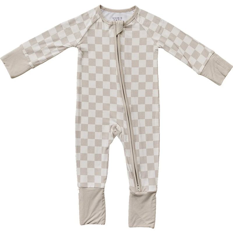 Taupe Checkered Bamboo Zipper - BIG FRENCHIES