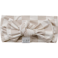 Taupe Checkered Bamboo Head Wrap - BIG FRENCHIES