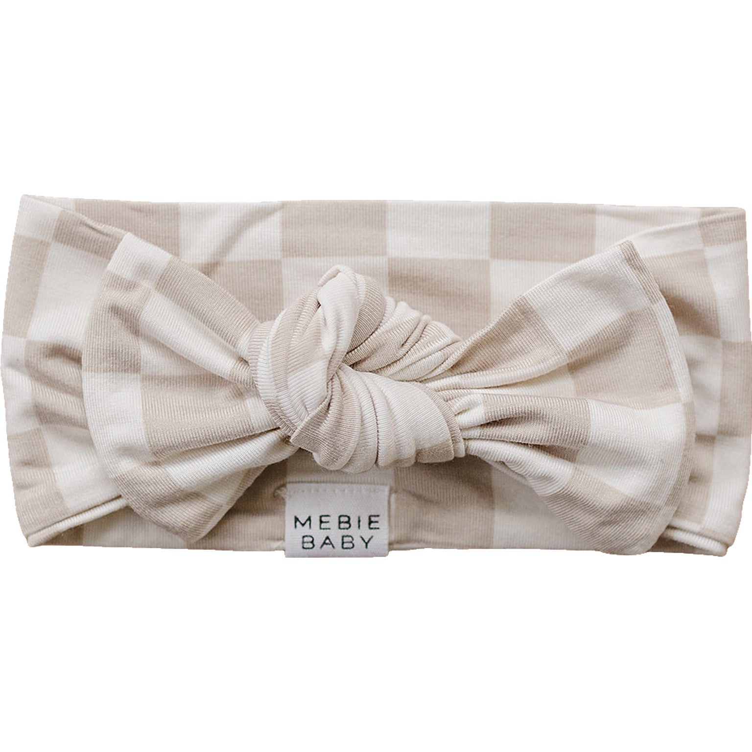 Taupe Checkered Bamboo Head Wrap - BIG FRENCHIES