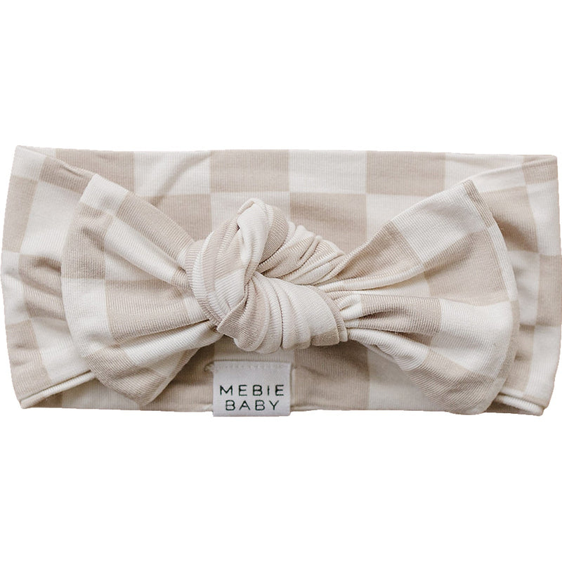 Taupe Checkered Bamboo Head Wrap - BIG FRENCHIES