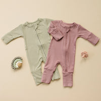 Solid Ribbed Bamboo Zippy Romper - more colors - BIG FRENCHIES