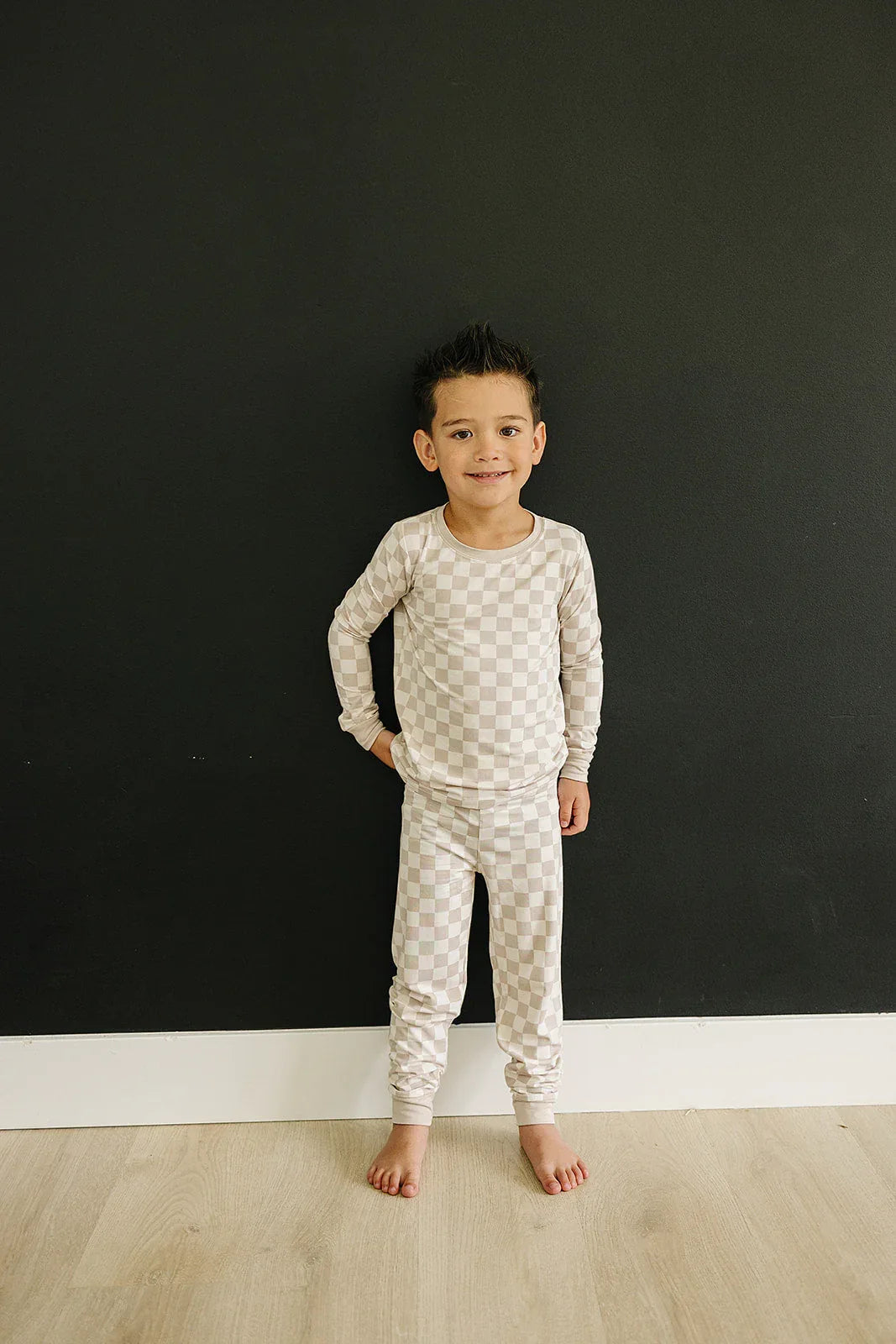 Taupe Checkered Bamboo Cozy Set - BIG FRENCHIES