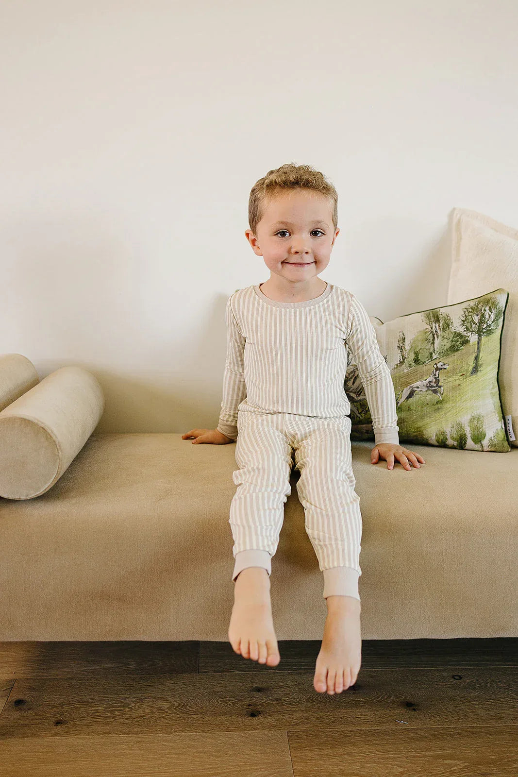 Taupe Stripe Ribbed Bamboo Cozy Set - BIG FRENCHIES