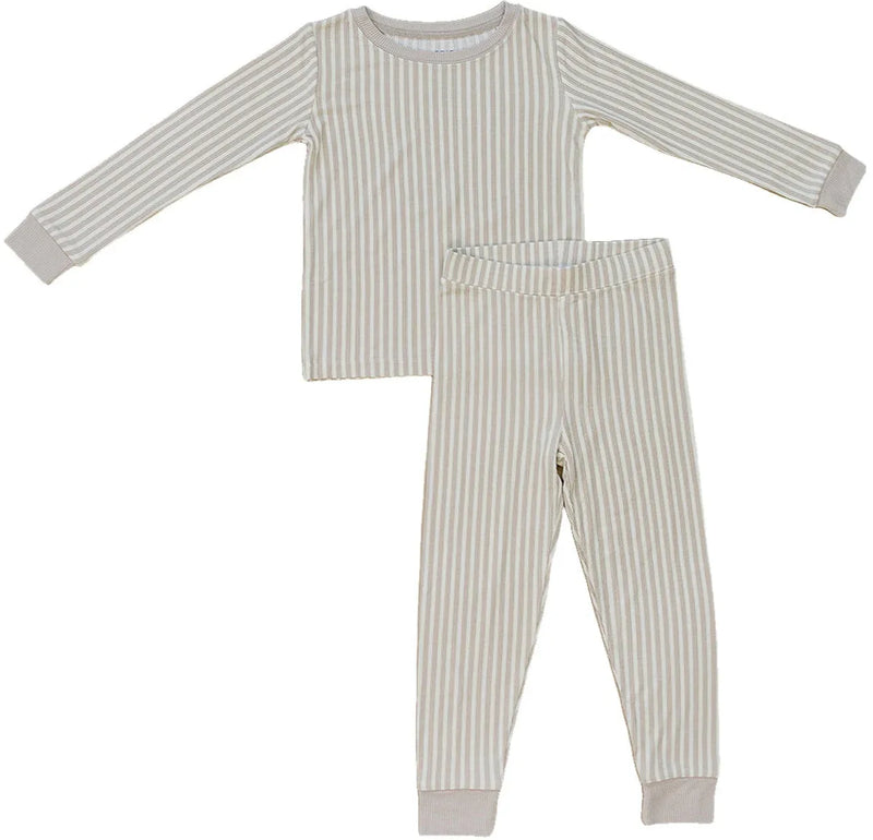Taupe Stripe Ribbed Bamboo Cozy Set - BIG FRENCHIES