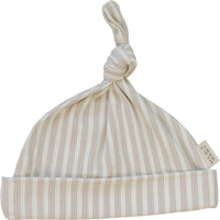 Taupe Stripe Ribbed Bamboo Newborn Knot Hat - BIG FRENCHIES