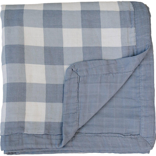 Dusty Blue Gingham + Dusty Blue Muslin Quilt - BIG FRENCHIES