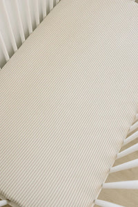 Taupe Stripe Ribbed Bamboo Stretch Crib Sheet - BIG FRENCHIES