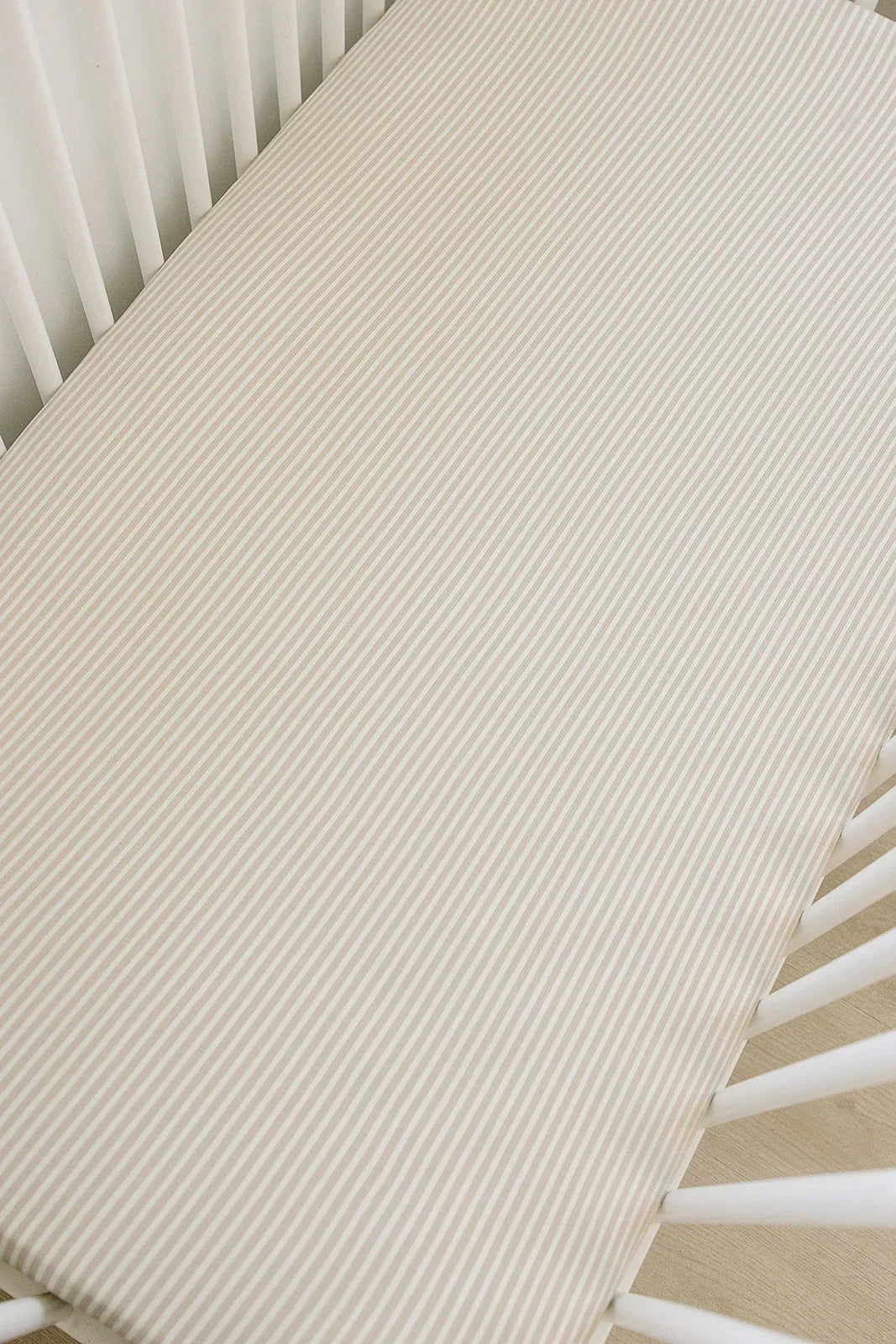 Taupe Stripe Ribbed Bamboo Stretch Crib Sheet - BIG FRENCHIES