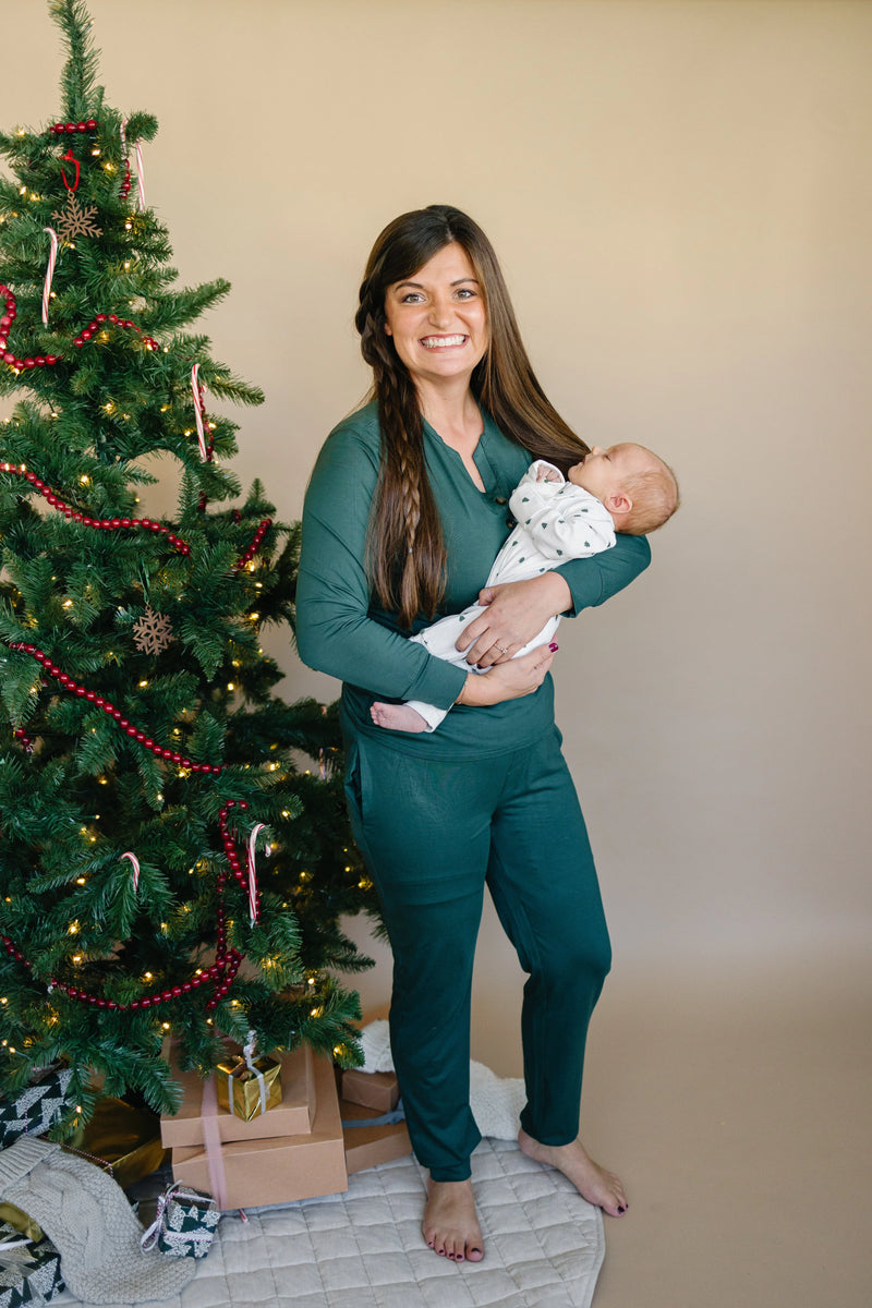 Women's Green Emerald Bamboo Christmas Pajamas - BIG FRENCHIES