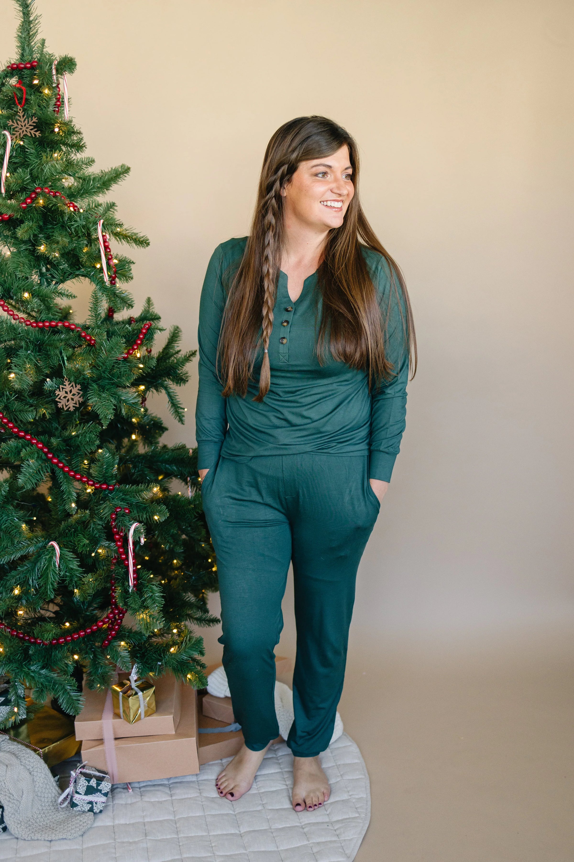 Women's Green Emerald Bamboo Christmas Pajamas - BIG FRENCHIES