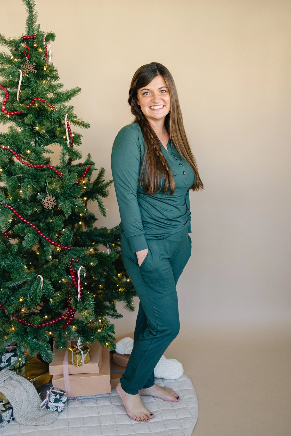 Women's Green Emerald Bamboo Christmas Pajamas - BIG FRENCHIES