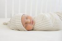 Taupe Stripe Ribbed Bamboo Stretch Swaddle - BIG FRENCHIES