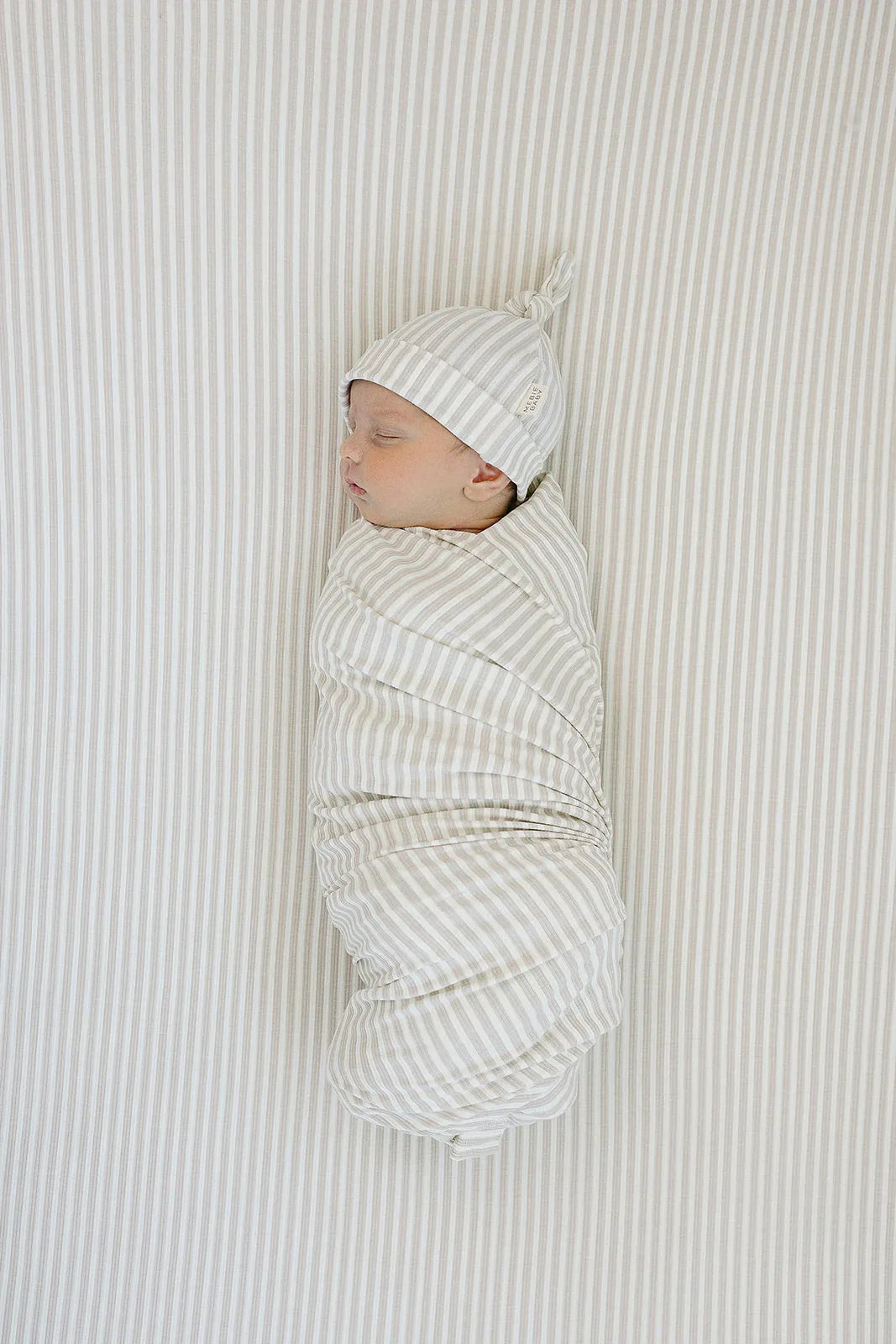 Taupe Stripe Ribbed Bamboo Stretch Crib Sheet - BIG FRENCHIES