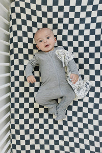 Charcoal Checkered Muslin Crib Sheet - BIG FRENCHIES