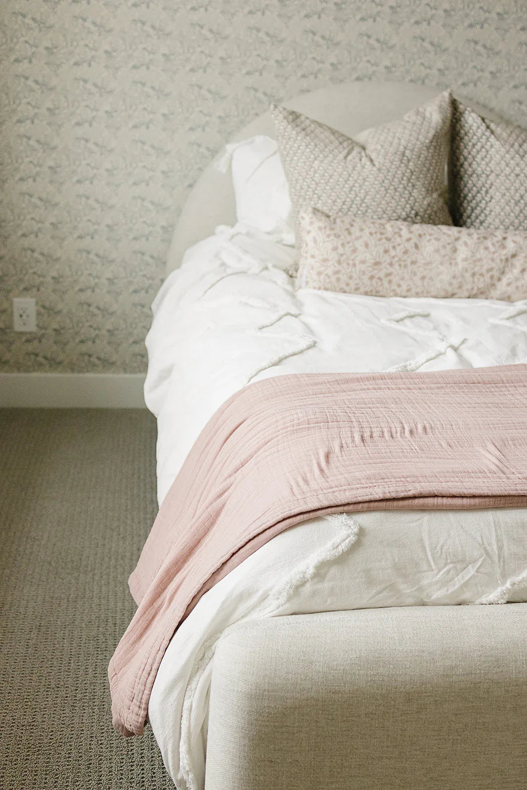 Meadow Floral + Dusty Rose Twin Muslin Quilt - BIG FRENCHIES