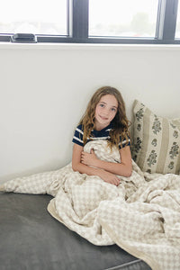 Taupe Checkered Twin Muslin Quilt - BIG FRENCHIES