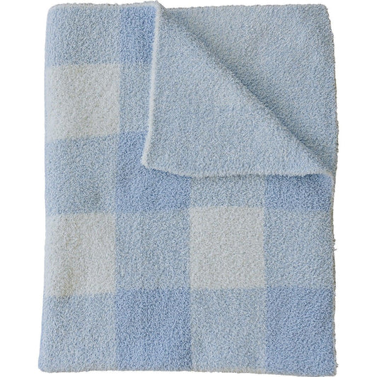 Light Blue Plaid Plush Blanket - BIG FRENCHIES