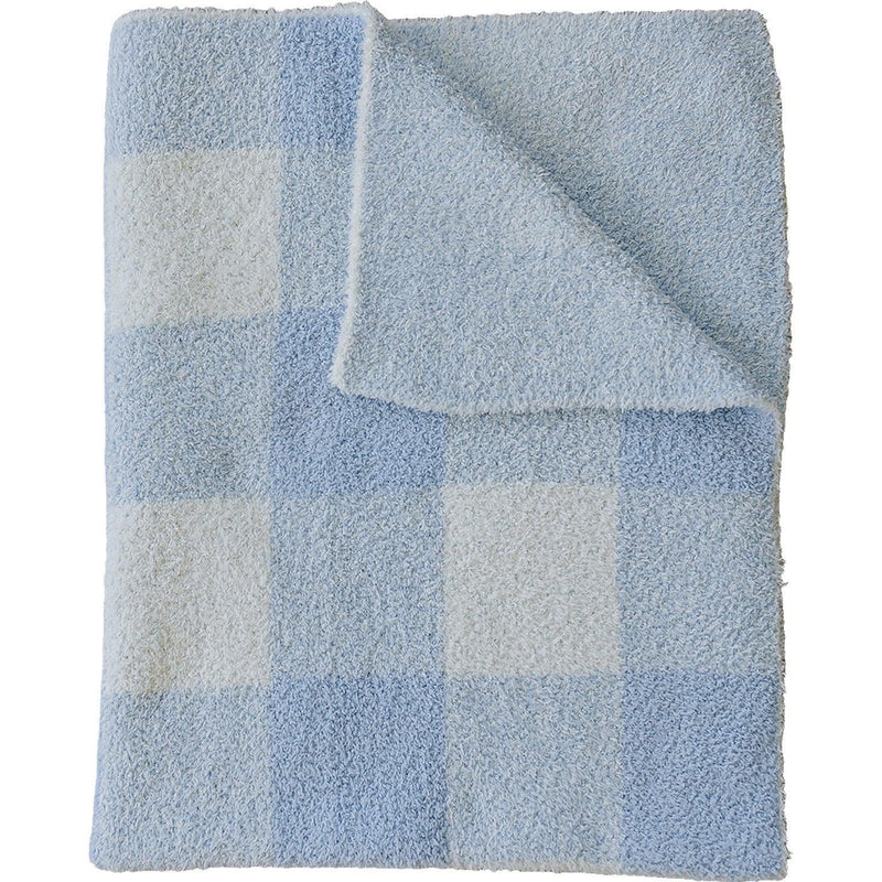 Light Blue Plaid Plush Blanket - BIG FRENCHIES