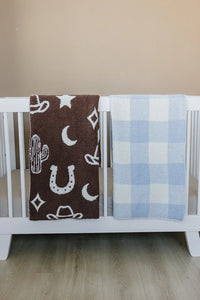 Light Blue Plaid Plush Blanket - BIG FRENCHIES