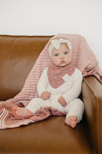 Vintage Pink Floral + Pink Stripes Muslin Quilt
