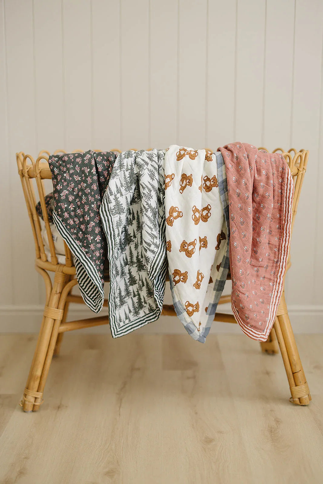 Olive Bloom + Green Stripes Muslin Quilt - BIG FRENCHIES