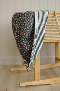 Olive Bloom + Green Stripes Muslin Quilt - BIG FRENCHIES